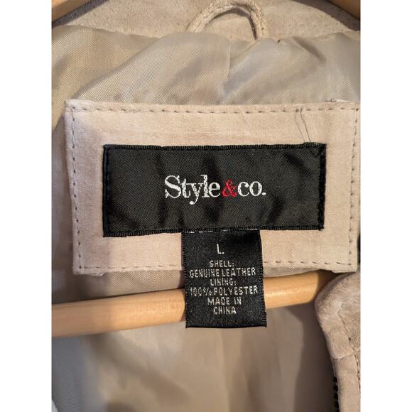 style and Co cream genuine leather jacket size L - Picture 3 of 7